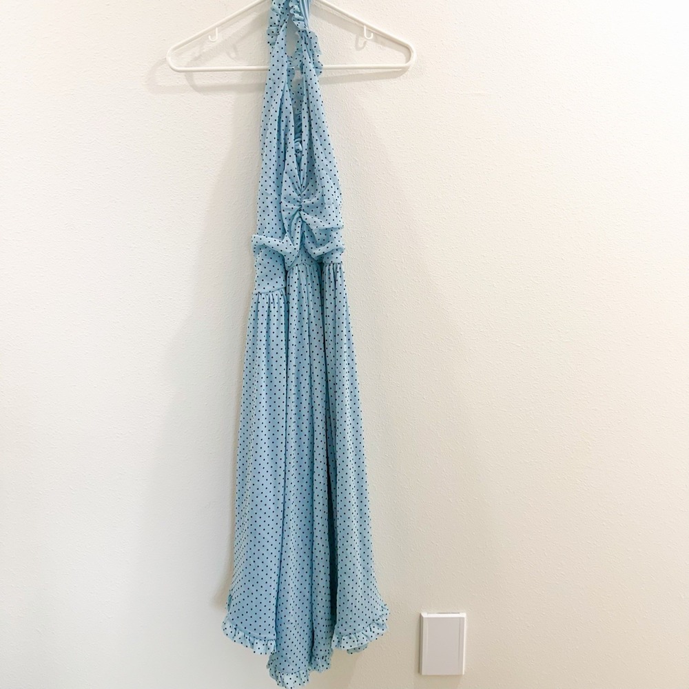 Urban Outfitters Retro Mod Cottagecore Coquette Blue Polka Dot Dress S - Picture 5 of 7